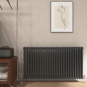 Traditional Cast Iron Style Anthracite Double Column Horizontal Radiator, 600x1190mm - Emke Traditional Cast Iron Style Anthracite Double Column Horizontal Radiator, 600x1190mm - Emke