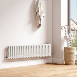 Emke - Traditional Cast Iron Style Radiator Anthracite Horizontal 2 Column White Central Heating Rads 300x1190mm Emke - Traditional Cast Iron Style Radiator Anthracite Horizontal 2 Column White Central Heating Rads 300x1190mm