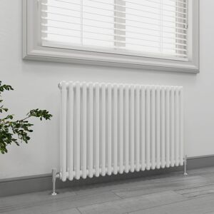 EMKE Traditional Radiator Horizontal Double Panel Cast Iron Central Heating Rad White 600x1010mm EMKE Traditional Radiator Horizontal Double Panel Cast Iron Central Heating Rad White 600x1010mm