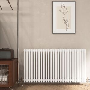 Emke - Traditional Radiator Horizontal Triple Column Cast Iron White Central Heating Rad, 600x1190mm Emke - Traditional Radiator Horizontal Triple Column Cast Iron White Central Heating Rad, 600x1190mm
