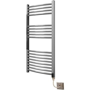 Greenedhouse - Extra High Heat Output Chrome Electric Towel Rail 500 x 1000mm Curved Bathroom Radiator Heater Greenedhouse - Extra High Heat Output Chrome Electric Towel Rail 500 x 1000mm Curved Bathroom Radiator Heater