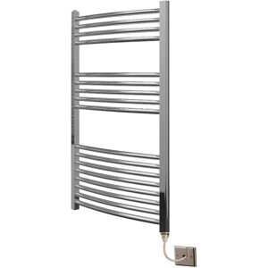 Greenedhouse - Extra High Heat Output Chrome Electric Towel Rail 600 x 1000mm Curved Bathroom Radiator Heater Greenedhouse - Extra High Heat Output Chrome Electric Towel Rail 600 x 1000mm Curved Bathroom Radiator Heater
