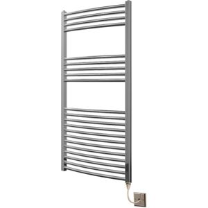 Greenedhouse - Extra High Heat Output Chrome Electric Towel Rail 600 x 1200mm Curved Bathroom Radiator Heater Greenedhouse - Extra High Heat Output Chrome Electric Towel Rail 600 x 1200mm Curved Bathroom Radiator Heater