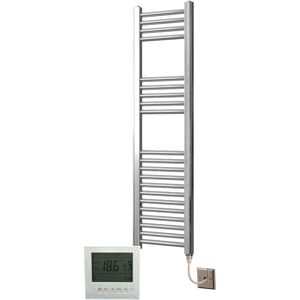 MANISSA Greenedhouse - Extra High Heat Output Chrome Electric Towel Rail 300 x 800mm Flat Bathroom Radiator Heater + 7 Day Timer/Thermostat MANISSA Greenedhouse - Extra High Heat Output Chrome Electric Towel Rail 300 x 800mm Flat Bathroom Radiator Heater + 7 Day Timer/Thermostat