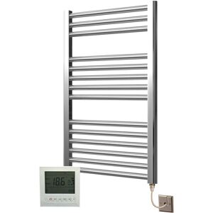 MANISSA Greenedhouse - Extra High Heat Output Chrome Electric Towel Rail 500 x 800mm Flat Bathroom Radiator Heater + 7 Day Timer/Thermostat MANISSA Greenedhouse - Extra High Heat Output Chrome Electric Towel Rail 500 x 800mm Flat Bathroom Radiator Heater + 7 Day Timer/Thermostat