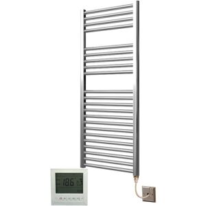 MANISSA Extra High Heat Output Chrome Electric Towel Rail 500 x 1200mm Flat Bathroom Radiator Heater + 7 Day Timer/Thermostat MANISSA Extra High Heat Output Chrome Electric Towel Rail 500 x 1200mm Flat Bathroom Radiator Heater + 7 Day Timer/Thermostat