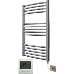 Greenedhouse - Extra High Heat Output Chrome Electric Towel Rail 500 x 800mm Curved Bathroom Radiator Heater + 7 Day Timer/Thermostat Greenedhouse - Extra High Heat Output Chrome Electric Towel Rail 500 x 800mm Curved Bathroom Radiator Heater + 7 Day Timer/Thermostat