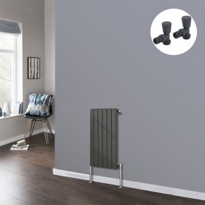 NRG Flat Panel Designer Radiator Bathroom Central Heating Radiators Anthracite with Angled Manual Pair of Valves 600 x 408mm Horizontal Single NRG Flat Panel Designer Radiator Bathroom Central Heating Radiators Anthracite with Angled Manual Pair of Valves 600 x 408mm Horizontal Single