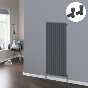 NRG Flat Panel Designer Radiator Bathroom Central Heating Radiators Anthracite with Angled Manual Pair of Valves 1600 x 680mm Vertical Single NRG Flat Panel Designer Radiator Bathroom Central Heating Radiators Anthracite with Angled Manual Pair of Valves 1600 x 680mm Vertical Single