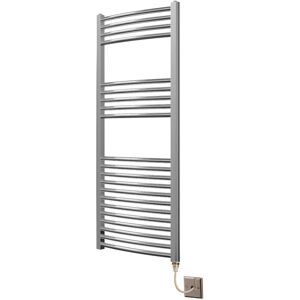 Greenedhouse - Greened House 500mm wide x 1200mm high Chrome Curved Electric Heated Towel Rail Designer Towel radiator Greenedhouse - Greened House 500mm wide x 1200mm high Chrome Curved Electric Heated Towel Rail Designer Towel radiator