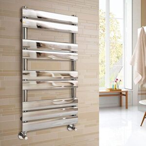 Warmehaus - Heated Towel Rail Radiator For Bathroom Ladder Flat Panel Chrome 1000x450mm Warmehaus - Heated Towel Rail Radiator For Bathroom Ladder Flat Panel Chrome 1000x450mm