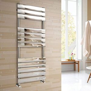 Warmehaus - Heated Towel Rail Radiator For Bathroom Ladder Flat Panel Chrome 1200x450mm Warmehaus - Heated Towel Rail Radiator For Bathroom Ladder Flat Panel Chrome 1200x450mm