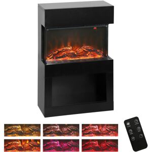 HOMCOM 1000W/2000W Electric Fire and Mantel with Remote & Timer, Black HOMCOM 1000W/2000W Electric Fire and Mantel with Remote & Timer, Black