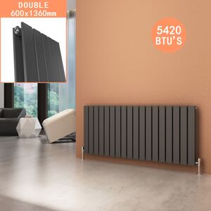 Elegant - Horizontal Column Radiator Heater Double Flat Panel 600 x 1360 mm Anthracite Designer Radiator Elegant - Horizontal Column Radiator Heater Double Flat Panel 600 x 1360 mm Anthracite Designer Radiator