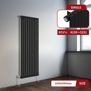 Warmehaus - Black Flat Panel Vertical Radiator 1600x680mm Single Warmehaus - Black Flat Panel Vertical Radiator 1600x680mm Single