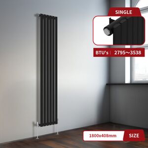 Warmehaus Black Flat Panel Vertical Radiator 1800x408mm Single Warmehaus Black Flat Panel Vertical Radiator 1800x408mm Single