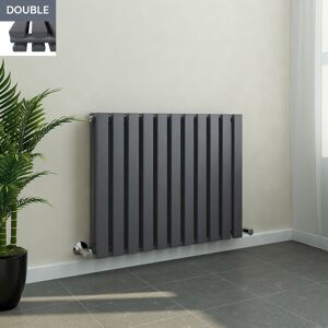 Warmehaus - 600x760mm Anthracite Double Rectangular Panel Horizontal Radiator Warmehaus - 600x760mm Anthracite Double Rectangular Panel Horizontal Radiator
