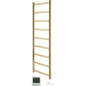Manissa - Selby Electric Brushed Brass Heated Towel Rail 500mm w x 1000mm h Bathroom Towel Radiator + 7 Day Timer/Thermostat Manissa - Selby Electric Brushed Brass Heated Towel Rail 500mm w x 1000mm h Bathroom Towel Radiator + 7 Day Timer/Thermostat