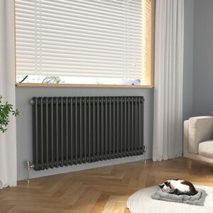 Meykoers - Traditional Radiator Central Heating Horizontal 2 Column Double Radiator Anthracite - 600 x 1190mm Meykoers - Traditional Radiator Central Heating Horizontal 2 Column Double Radiator Anthracite - 600 x 1190mm