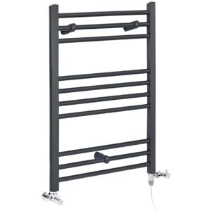 Milano - Artle - Modern Anthracite Dual Fuel Electric Straight Bar Heated Towel Rail Radiator - 800mm x 500mm Milano - Artle - Modern Anthracite Dual Fuel Electric Straight Bar Heated Towel Rail Radiator - 800mm x 500mm