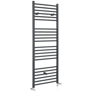 Milano - Artle - Modern Anthracite Dual Fuel Electric Straight Bar Heated Towel Rail Radiator - 1600mm x 400mm Milano - Artle - Modern Anthracite Dual Fuel Electric Straight Bar Heated Towel Rail Radiator - 1600mm x 400mm