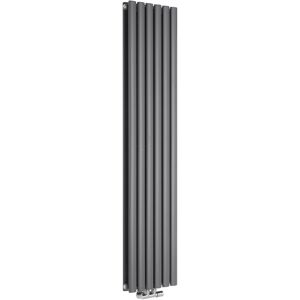 Milano Aruba Flow Anthracite Vertical Column Central Connection Double Oval Panel Radiator - 1600mm x 354mm Milano Aruba Flow Anthracite Vertical Column Central Connection Double Oval Panel Radiator - 1600mm x 354mm