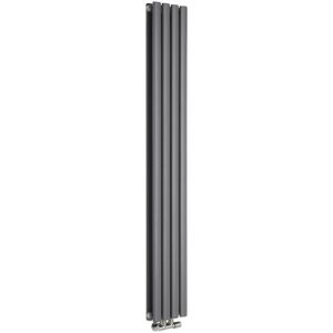 Milano - Aruba Flow - Modern Anthracite Vertical Column Central Connection Double Oval Panel Radiator - 1600mm x 236mm Milano - Aruba Flow - Modern Anthracite Vertical Column Central Connection Double Oval Panel Radiator - 1600mm x 236mm