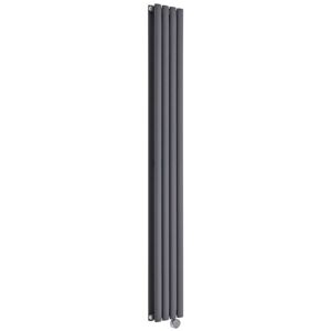 Hudson Reed - Milano Aruba Slim Electric - Modern Anthracite Vertical Column Double Oval Panel Radiator - 1780mm x 236mm Hudson Reed - Milano Aruba Slim Electric - Modern Anthracite Vertical Column Double Oval Panel Radiator - 1780mm x 236mm