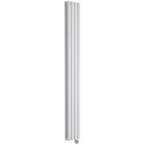 Milano - Aruba Slim Electric - Modern White Vertical Column Double Oval Panel Radiator - 1780mm x 236mm Milano - Aruba Slim Electric - Modern White Vertical Column Double Oval Panel Radiator - 1780mm x 236mm