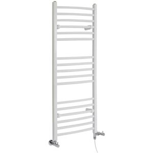 Milano - Ive - Modern White Dual Fuel Electric Curved Bar Heated Towel Rail Radiator - 1200mm x 498mm Milano - Ive - Modern White Dual Fuel Electric Curved Bar Heated Towel Rail Radiator - 1200mm x 498mm