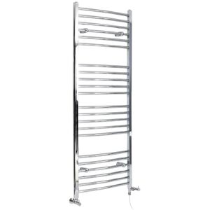 Milano - Kent - Modern Chrome Dual Fuel Electric Curved Bar Heated Towel Rail Radiator - 1600mm x 498mm Milano - Kent - Modern Chrome Dual Fuel Electric Curved Bar Heated Towel Rail Radiator - 1600mm x 498mm