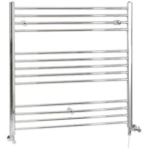 Milano - Kent - Modern Chrome Dual Fuel Electric Straight Bar Heated Towel Rail Radiator - 1000mm x 1000mm Milano - Kent - Modern Chrome Dual Fuel Electric Straight Bar Heated Towel Rail Radiator - 1000mm x 1000mm
