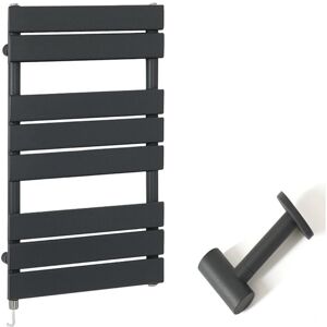 Milano - Lustro Electric - Modern Anthracite Flat Panel Heated Towel Rail Radiator with Simple Heating Element and Cable Cover - 825mm x 450mm Milano - Lustro Electric - Modern Anthracite Flat Panel Heated Towel Rail Radiator with Simple Heating Element and Cable Cover - 825mm x 450mm