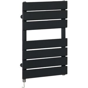 Milano - Lustro Electric - Modern Black Flat Panel Heated Towel Rail Radiator with Simple Heating Element - 600mm x 400mm Milano - Lustro Electric - Modern Black Flat Panel Heated Towel Rail Radiator with Simple Heating Element - 600mm x 400mm