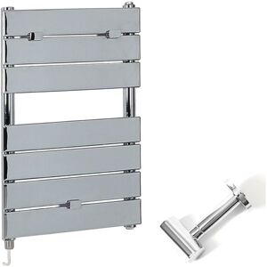 Milano - Lustro Electric - Modern Chrome Flat Panel Heated Towel Rail Radiator with Simple Heating Element and Cable Cover - 620mm x 450mm Milano - Lustro Electric - Modern Chrome Flat Panel Heated Towel Rail Radiator with Simple Heating Element and Cable Cover - 620mm x 450mm