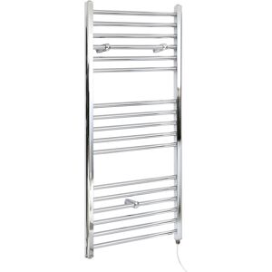 Milano - Kent Electric - Modern Chrome Straight Bar Heated Towel Rail Radiator - 1200mm x 500mm Milano - Kent Electric - Modern Chrome Straight Bar Heated Towel Rail Radiator - 1200mm x 500mm