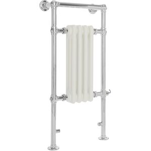 Milano - Elizabeth - Traditional 930mm x 452mm Electric Heated Towel Rail Radiator with Cast Iron Style Insert - Chrome and White Milano - Elizabeth - Traditional 930mm x 452mm Electric Heated Towel Rail Radiator with Cast Iron Style Insert - Chrome and White
