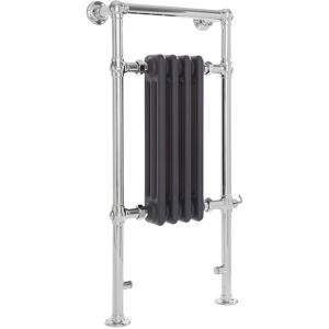 Milano - Elizabeth - Traditional 930mm x 452mm Electric Heated Towel Rail Radiator with Cast Iron Style Insert - Chrome and Anthracite Milano - Elizabeth - Traditional 930mm x 452mm Electric Heated Towel Rail Radiator with Cast Iron Style Insert - Chrome and Anthracite