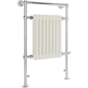 Milano - Elizabeth - Traditional 930mm x 620mm Electric Heated Towel Rail Radiator with Cast Iron Style Insert - Chrome & White Milano - Elizabeth - Traditional 930mm x 620mm Electric Heated Towel Rail Radiator with Cast Iron Style Insert - Chrome & White