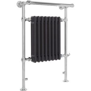 Milano - Elizabeth - Traditional 930mm x 620mm Electric Heated Towel Rail Radiator with Cast Iron Style Insert and Overhanging Rail - Chrome and Milano - Elizabeth - Traditional 930mm x 620mm Electric Heated Towel Rail Radiator with Cast Iron Style Insert and Overhanging Rail - Chrome and