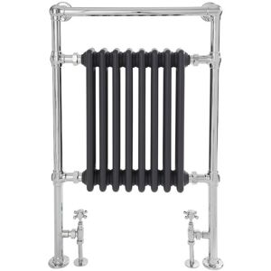 Milano - Elizabeth - Traditional 930mm x 620mm Heated Towel Rail Radiator with Cast Iron Style Insert - Chrome & Anthracite Milano - Elizabeth - Traditional 930mm x 620mm Heated Towel Rail Radiator with Cast Iron Style Insert - Chrome & Anthracite