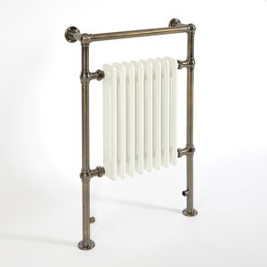 Milano - Elizabeth - Traditional 930mm x 620mm Heated Towel Rail Radiator with Cast Iron Style Insert - Dark Brushed Brass & White Milano - Elizabeth - Traditional 930mm x 620mm Heated Towel Rail Radiator with Cast Iron Style Insert - Dark Brushed Brass & White