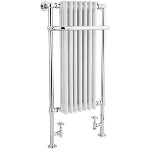 Milano - Elizabeth - Traditional Chrome and White Heated Towel Rail Radiator with Cast Iron Style Insert - 1130mm x 553mm Milano - Elizabeth - Traditional Chrome and White Heated Towel Rail Radiator with Cast Iron Style Insert - 1130mm x 553mm