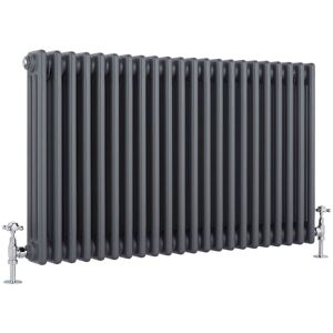No Brand - Milano Windsor - Traditional Anthracite Cast Iron Style Triple Column Horizontal Radiator - 600mm x 1010mm No Brand - Milano Windsor - Traditional Anthracite Cast Iron Style Triple Column Horizontal Radiator - 600mm x 1010mm
