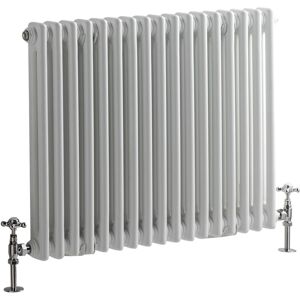 Milano - Windsor - Traditional White Cast Iron Style Double Column Horizontal Radiator - 600mm x 785mm Milano - Windsor - Traditional White Cast Iron Style Double Column Horizontal Radiator - 600mm x 785mm