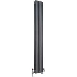 Milano - Windsor - Traditional Anthracite 1800mm x 290mm Cast Iron Style Vertical Triple Column Dual Fuel Electric Radiator with Wi-Fi Thermostat and Milano - Windsor - Traditional Anthracite 1800mm x 290mm Cast Iron Style Vertical Triple Column Dual Fuel Electric Radiator with Wi-Fi Thermostat and