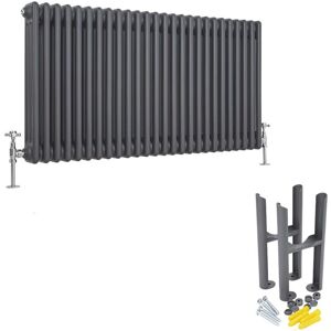 Milano - Windsor - Traditional Anthracite Cast Iron Style Horizontal Triple Column Radiator with Feet - 600mm x 1190mm Milano - Windsor - Traditional Anthracite Cast Iron Style Horizontal Triple Column Radiator with Feet - 600mm x 1190mm