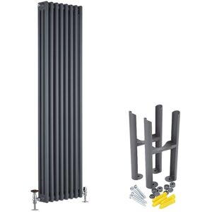 Milano - Windsor - Traditional Anthracite Cast Iron Style Vertical Triple Column Radiator with Feet - 1800mm x 380mm Milano - Windsor - Traditional Anthracite Cast Iron Style Vertical Triple Column Radiator with Feet - 1800mm x 380mm