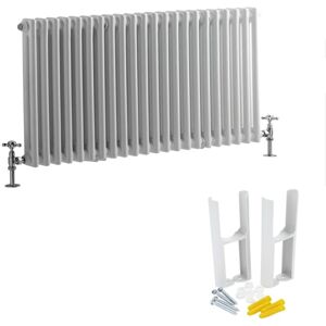 Milano - Windsor - Traditional White Cast Iron Style Horizontal Double Column Radiator with Feet - 600mm x 1010mm Milano - Windsor - Traditional White Cast Iron Style Horizontal Double Column Radiator with Feet - 600mm x 1010mm