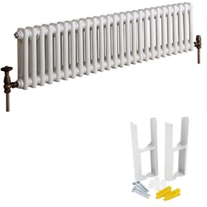 Milano - Windsor - Traditional White Cast Iron Style Horizontal Double Column Radiator with Feet - 300mm x 1190mm Milano - Windsor - Traditional White Cast Iron Style Horizontal Double Column Radiator with Feet - 300mm x 1190mm